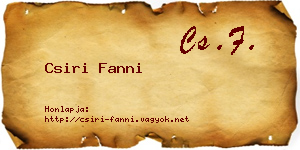Csiri Fanni névjegykártya